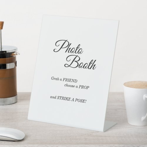 Simple Black and White Calligraphy Photo Booth Pedestal Sign