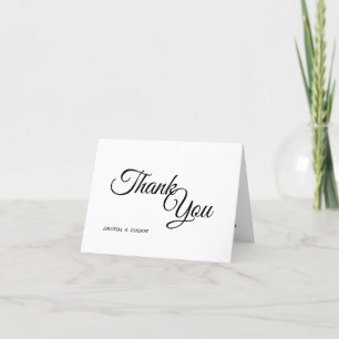 Simple Black and White Calligraphy Photo Letterpress Thank You Card