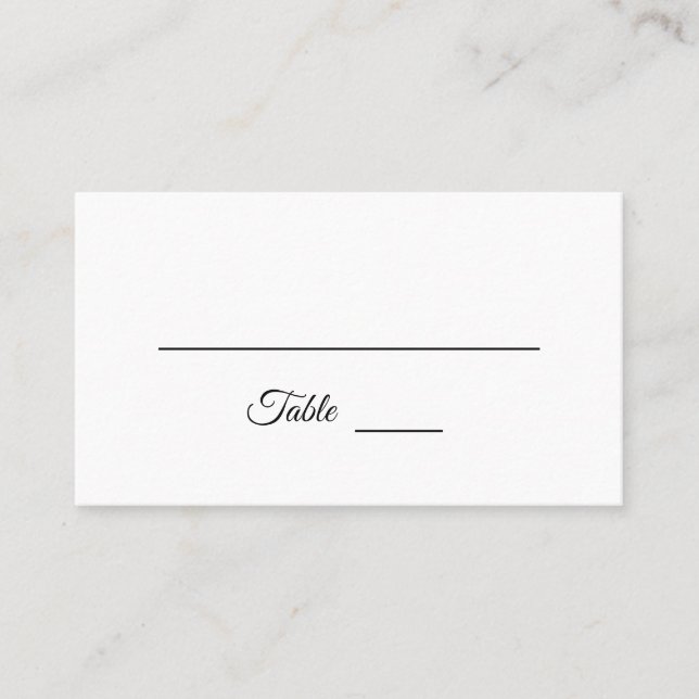 Simple Black and White Calligraphy Place Card (Front)