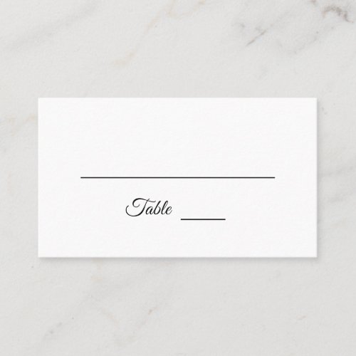 Simple Black and White Calligraphy Place Card