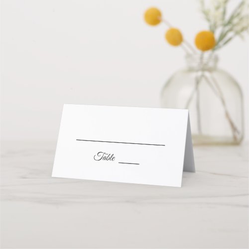 Simple Black and White Calligraphy Place Card Tent