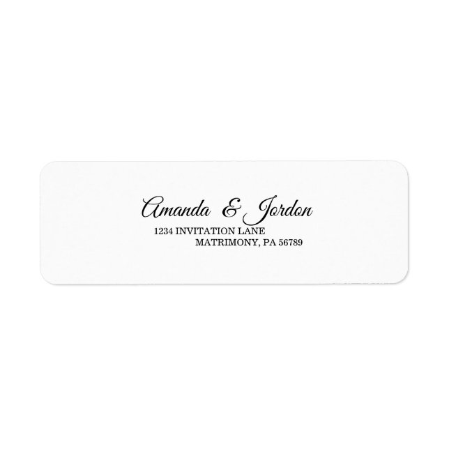 Simple Black and White Calligraphy Return Address Label (Front)