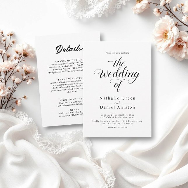 Simple Black and White Calligraphy Script Wedding Invitation (Creator Uploaded)