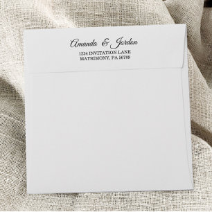 Simple Black and White Calligraphy Square Wedding Envelope