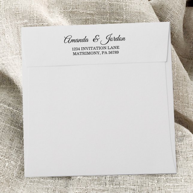 Simple Black and White Calligraphy Square Wedding Envelope (Creator Uploaded)