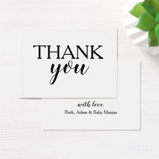 Simple Black and White Calligraphy Thank You Card | Zazzle