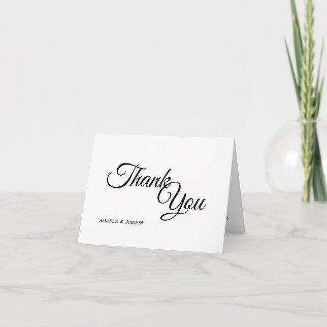Simple Black and White Calligraphy Thank You Card (Front)