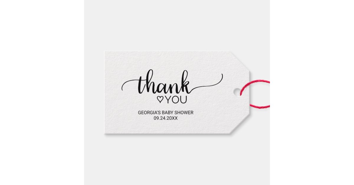 simple black and white calligraphy thank you gift tags
