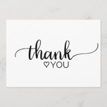 Simple Black and White Calligraphy Thank You
