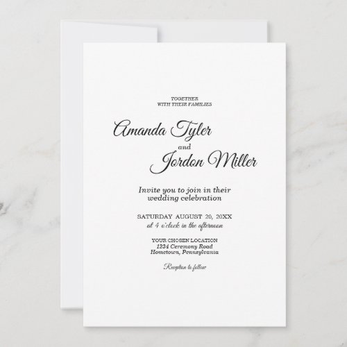 Simple Black and White Calligraphy Wedding Photo Invitation
