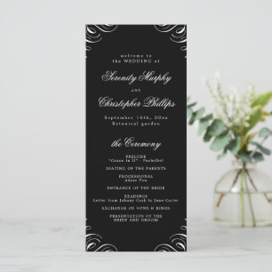 Simple black and white Calligraphy Wedding Program