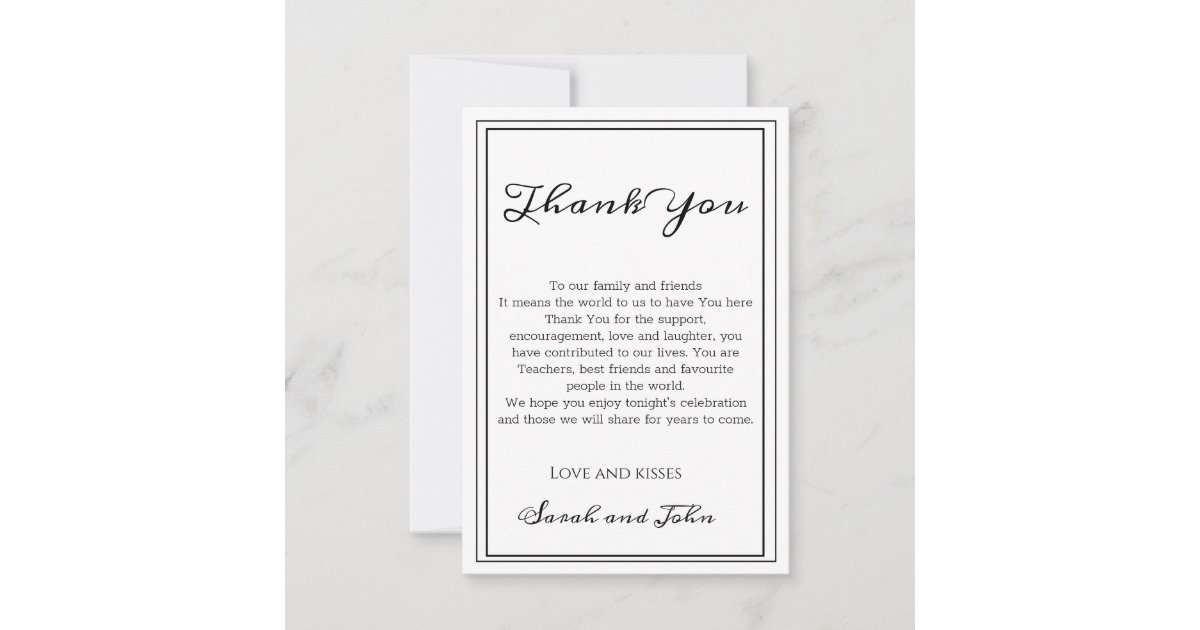 Simple Black and White Calligraphy Wedding Thank You Card | Zazzle
