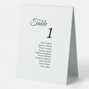 Simple Black and White Calligraphy with Guests Table Tent