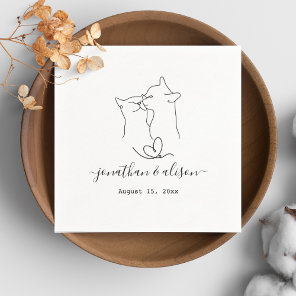 Simple Black and White Cat Modern Wedding  Napkins