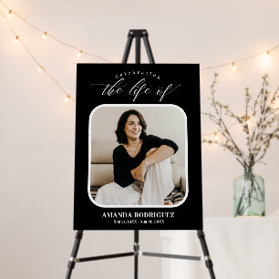 Simple Black and White Celebration of Life Photo Foam Board