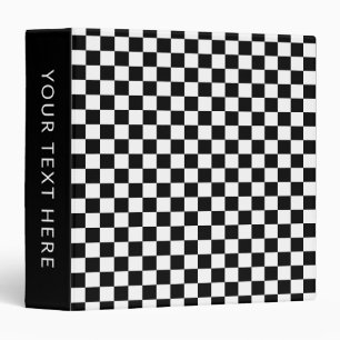 Simple Black and White Checkerboard Pattern 3 Ring Binder