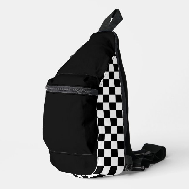 Simple Black and White Checkerboard  Sling Bag (Right Corner)