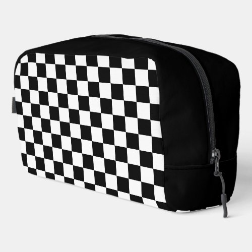 Simple Black and White Checkered Pattern Dopp Kit