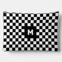 Simple Black and White Checkered Pattern Monogram