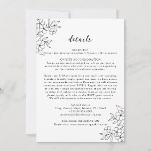 Simple Black and White Cherry Blossom Details Card