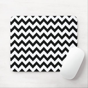 Simple Black and white Chevron pattern Mouse Pad