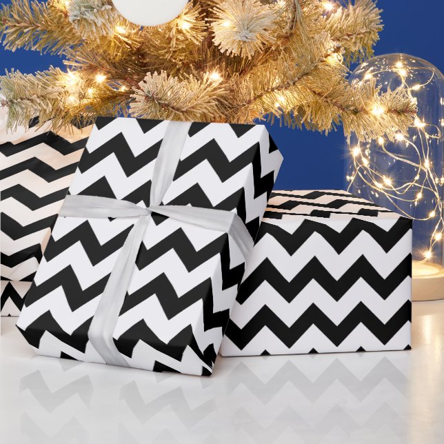 Simple Black and white Chevron pattern Wrapping Paper (Holidays)