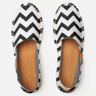 Simple Black and white Chevron retro pattern Espadrilles
