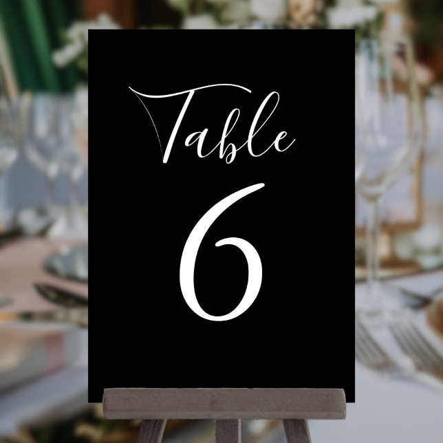 Simple Black And White Chic Script Table Number (Simple Black And White Chic Script Table Number)