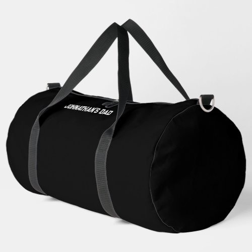 Simple Black and White Childs Name Dad Text Duffle Bag