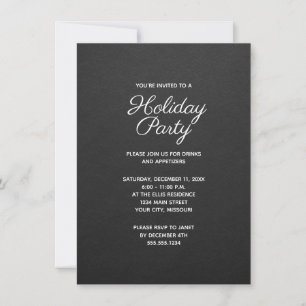 Simple Black and White Christmas Holiday Party Invitation