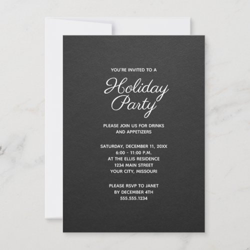 Simple Black and White Christmas Holiday Party Invitation