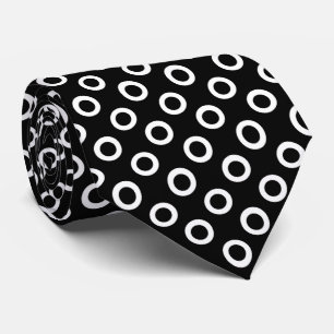 Simple Black and White Circles Pattern Men's Tie