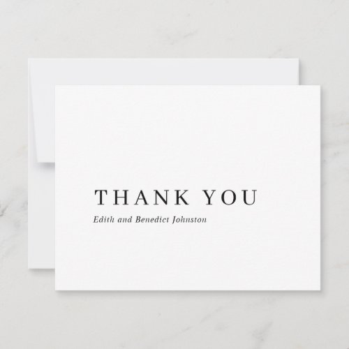 Simple Black and White Classic Elegant Wedding Thank You Card