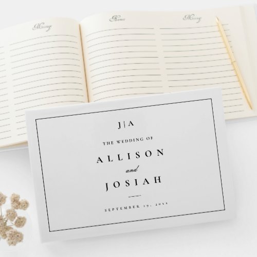 Simple Black and White Classic Wedding Guest Book