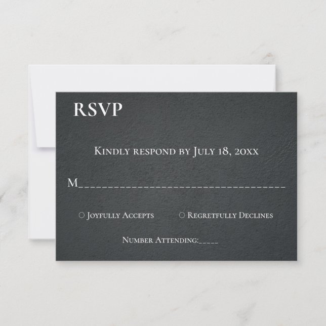 Simple Black And White Classy Modern Wedding RSVP Card (Front)