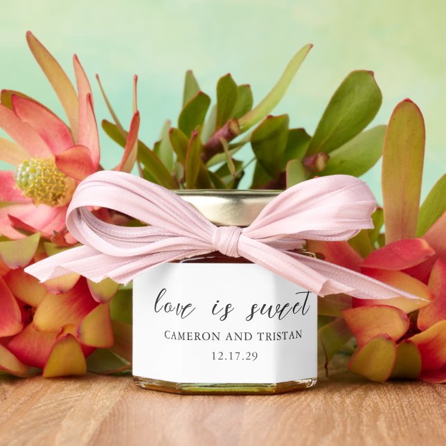 Simple Black and White Clean Wedding Honey Jar Favors (Insitu (Wedding))