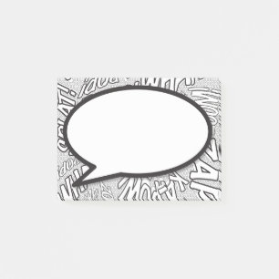 Simple Black and White Comic Book Speech Bubble Post-it Notes