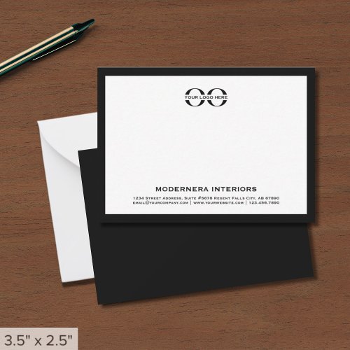 Simple Black and White Company Branded Note Card