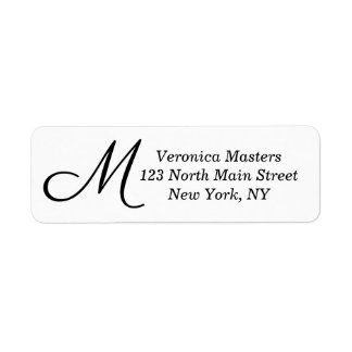 Simple Black and White Cursive Monogram Label