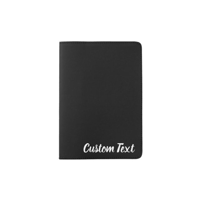 Simple Black and White Cursive Script Name Text Passport Holder (Front)