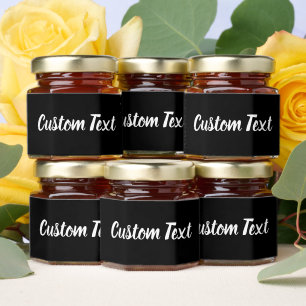 Simple Black and White Cursive Script Template Honey Jar Favors