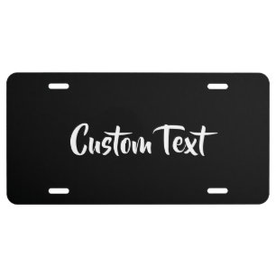 Simple Black and White Cursive Script Template License Plate