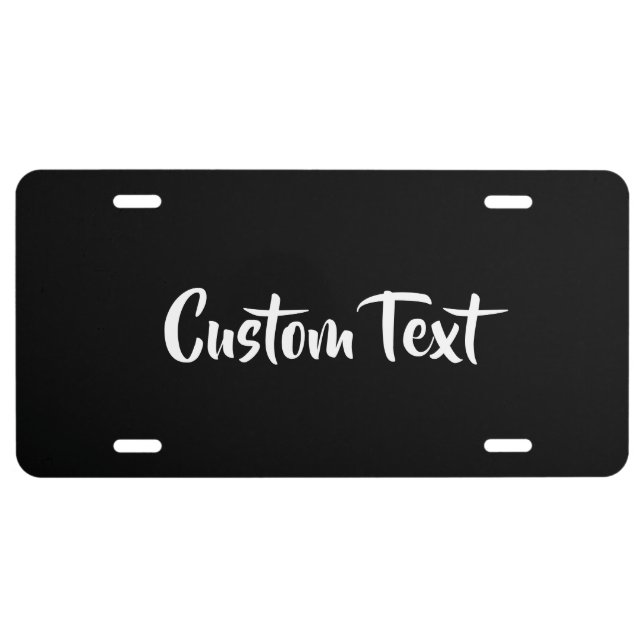 Simple Black and White Cursive Script Template License Plate (Front)