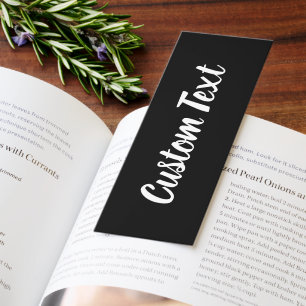 Simple Black and White Cursive Script Text Bookmarks