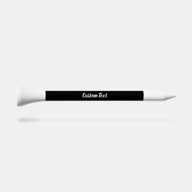 Simple Black and White Cursive Script Text Golf Tees (Side (Horz))