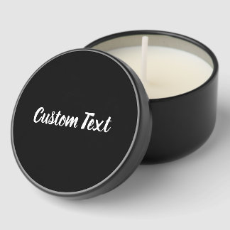 Simple Black and White Cursive Script Text Mini Candle Favors