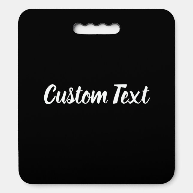 Simple Black and White Cursive Script Text or Name Seat Cushion (Front Vertical)