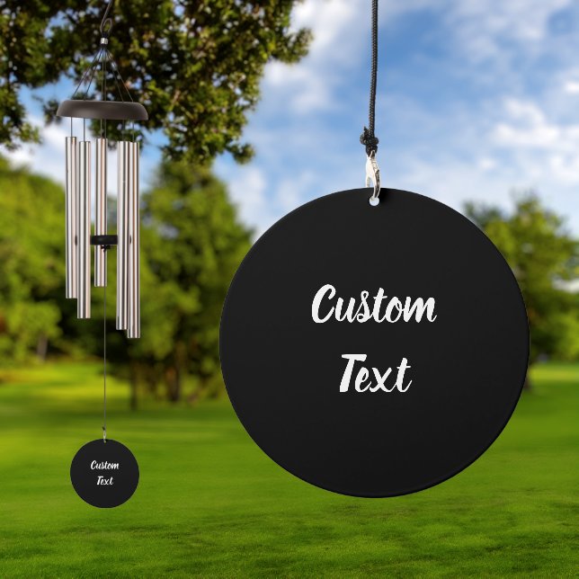 Simple Black and White Cursive Script Text Wind Chime (Outdoor)
