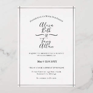 Simple Black and White Custom Silver Foil Invitation