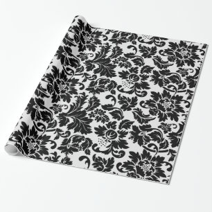 Simple Black And White Damask Wrapping Paper